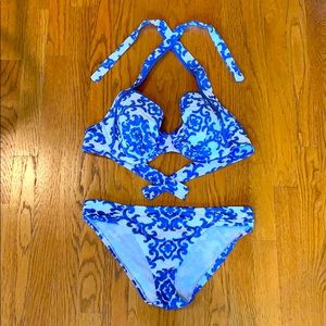 Tommy Bahama blue and white halter bikini